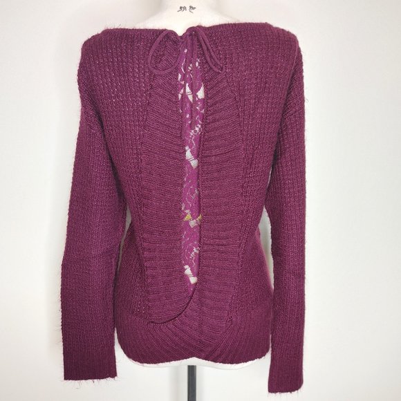 Knox Rose Purple Open Back Lace Sweater